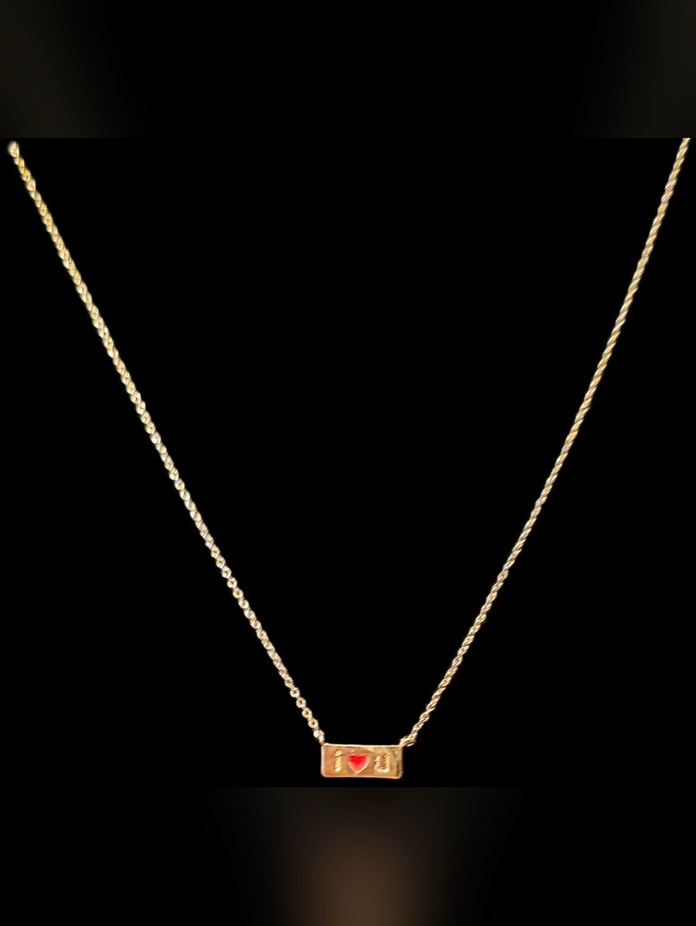 'I ♥ U' Bar Pendant Necklace